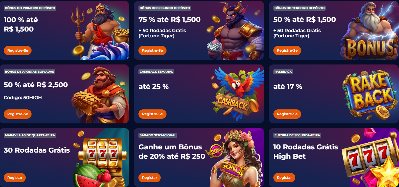 Oferta de Bônus Nine Jogos - 100% até R$1000 + Rodadas Grátis